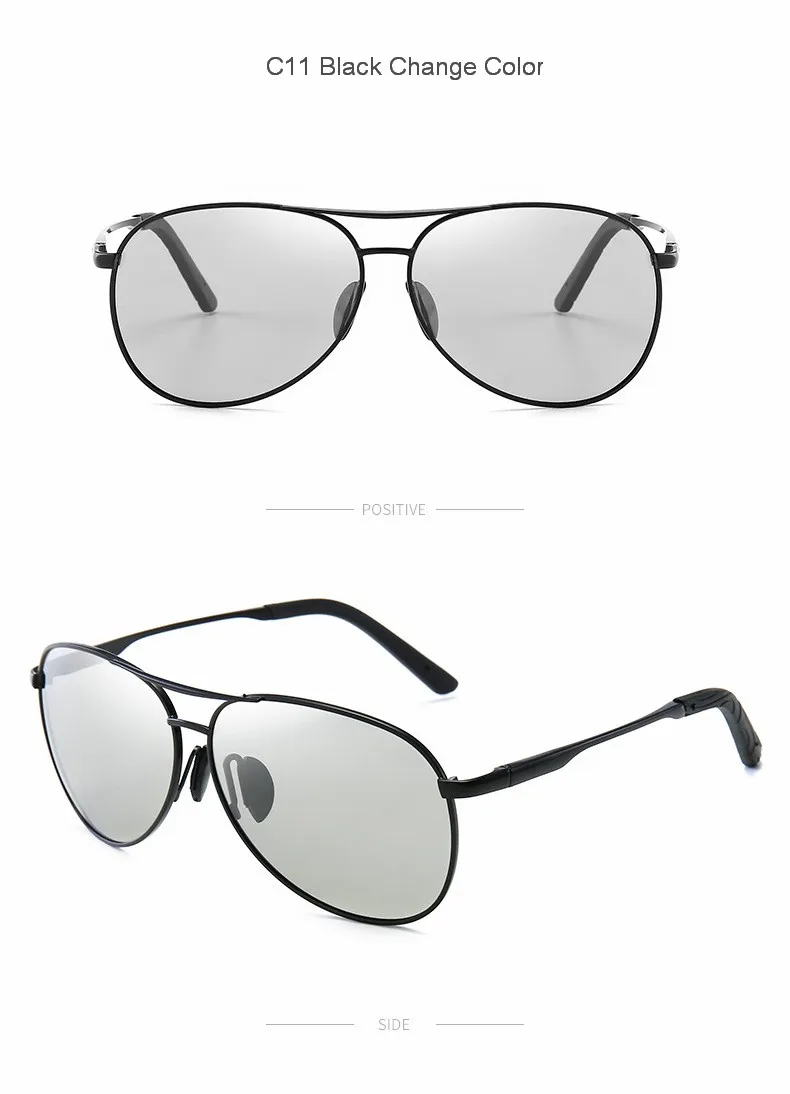 Aviation Metail Frame Polarized Sunglasses Men Color Changing Sun Glasses Pilot Male Day Night Vision Driving