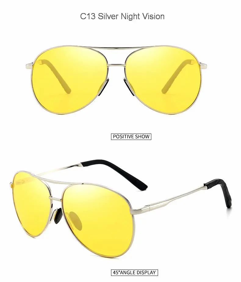 Aviation Metail Frame Polarized Sunglasses Men Color Changing Sun Glasses Pilot Male Day Night Vision Driving