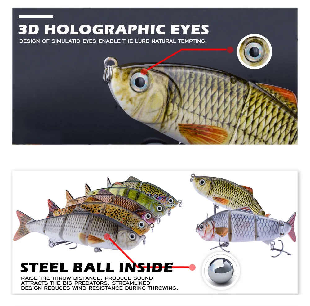Free Combination Set 125mm/17g Multi Jointed Swimbaits 4 Segment Wobbler Fishing Lure Suit Crankbait bait Hard Artificial Bait