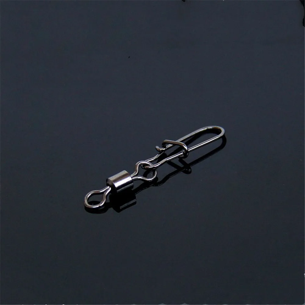 FISHINAPOT 30pcs/lot 2#-10# Stainless Steel Connector Bait Spinner Fishing Lure Rolling Swivel With Fast Lock Snap Hook Rotating