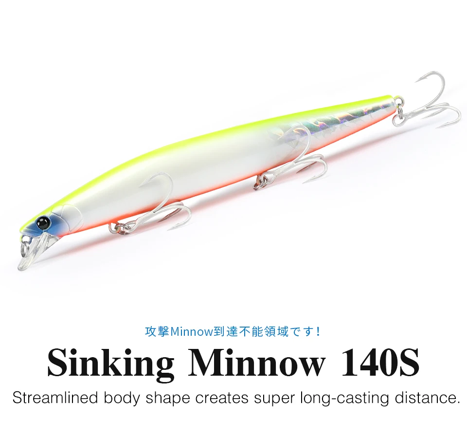 TSURINOYA Stinger 140S Fishing Lure Sinking Minnow DW92 140mm 26g Saltwater Seabass Ultra Long Casting Large Hard Baits Jerkbait