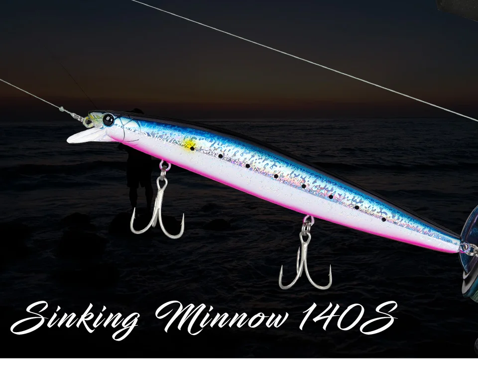 TSURINOYA Stinger 140S Fishing Lure Sinking Minnow DW92 140mm 26g Saltwater Seabass Ultra Long Casting Large Hard Baits Jerkbait