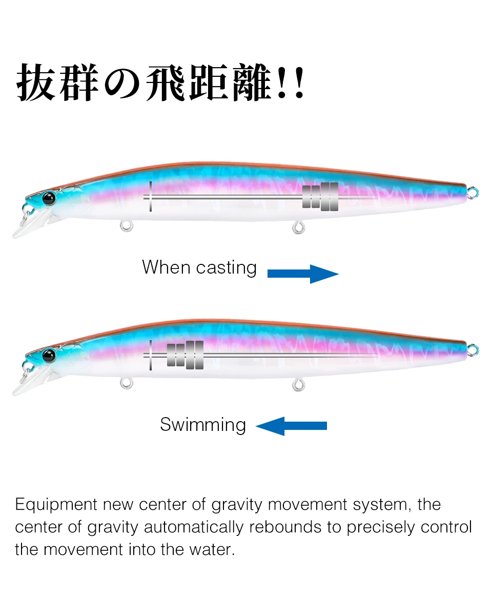 TSURINOYA Stinger 140S Fishing Lure Sinking Minnow DW92 140mm 26g Saltwater Seabass Ultra Long Casting Large Hard Baits Jerkbait