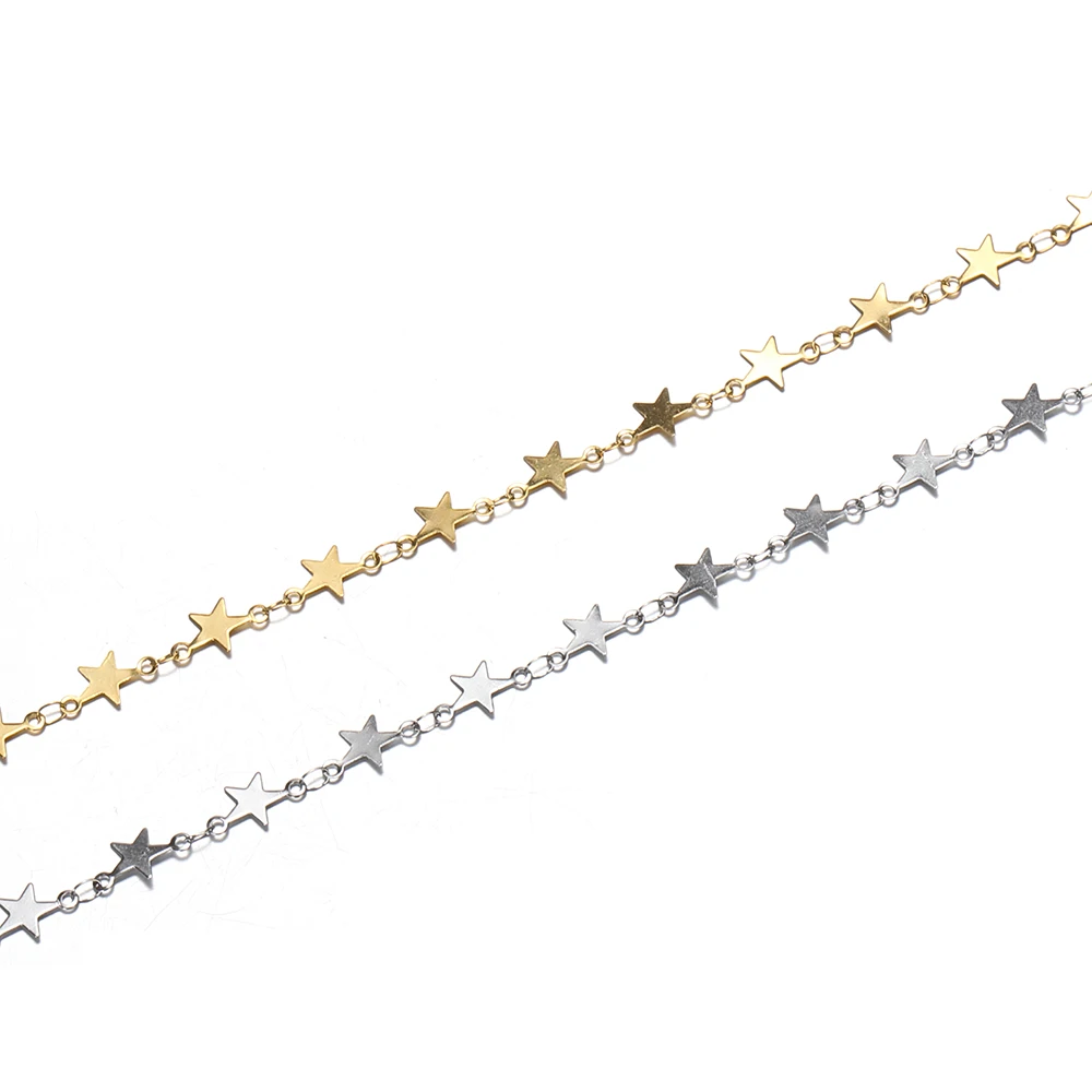 1meter Gold Stainless Steel Chain Multi Styles Star Thick Cable Curb Chains for Necklace Bracelet Jewelry Making DIY No Fade