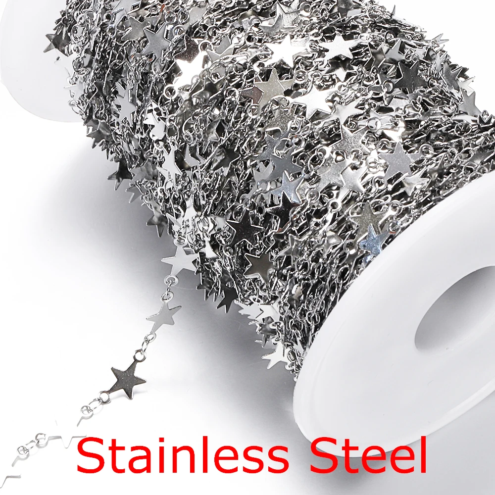1meter Gold Stainless Steel Chain Multi Styles Star Thick Cable Curb Chains for Necklace Bracelet Jewelry Making DIY No Fade