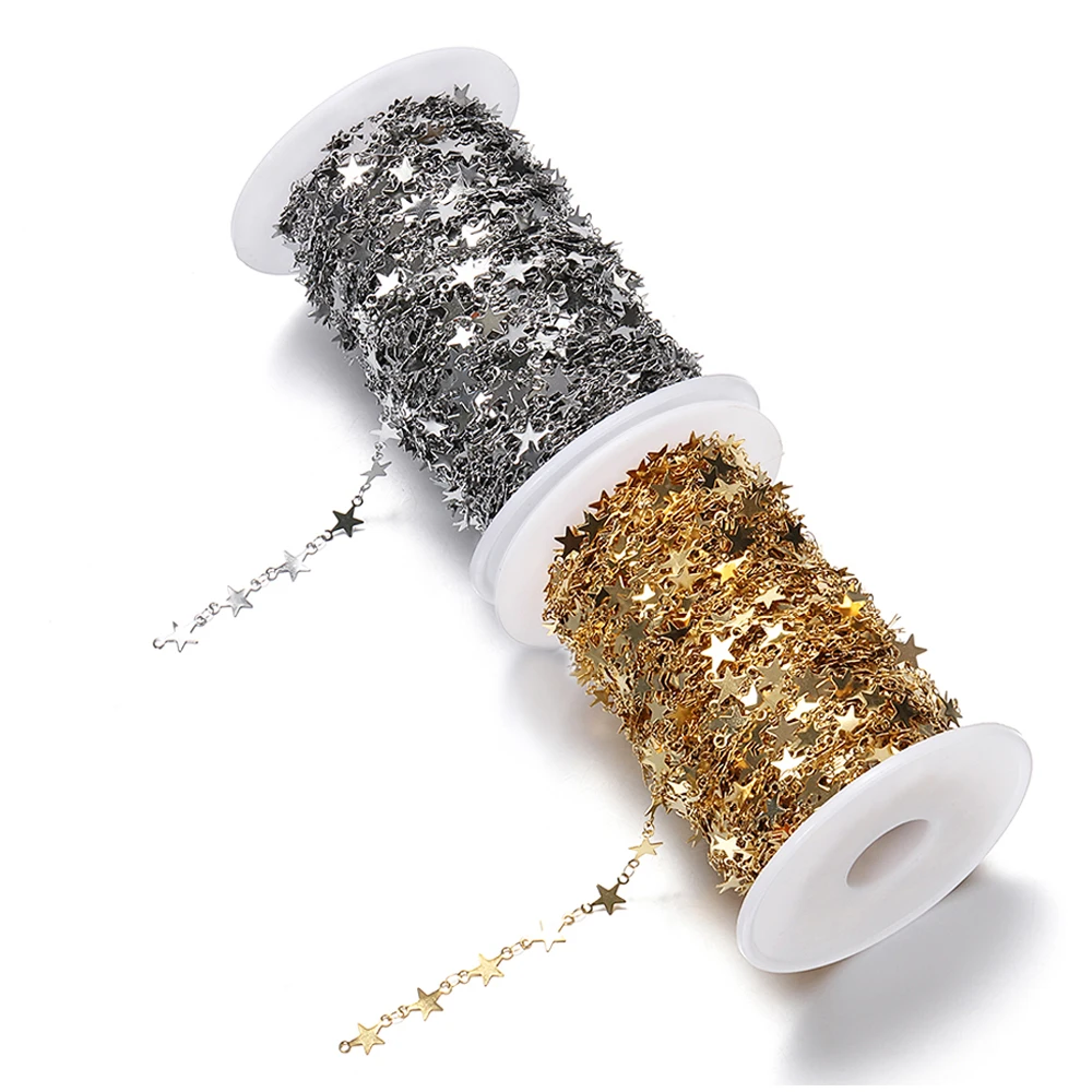 1meter Gold Stainless Steel Chain Multi Styles Star Thick Cable Curb Chains for Necklace Bracelet Jewelry Making DIY No Fade