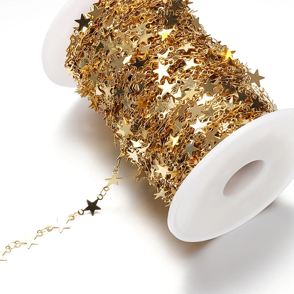1meter Gold Stainless Steel Chain Multi Styles Star Thick Cable Curb Chains for Necklace Bracelet Jewelry Making DIY No Fade