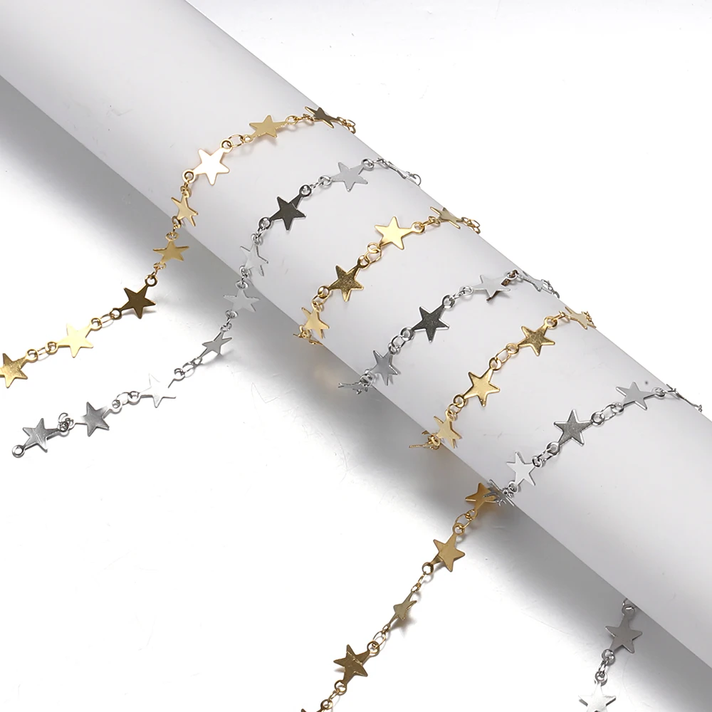 1meter Gold Stainless Steel Chain Multi Styles Star Thick Cable Curb Chains for Necklace Bracelet Jewelry Making DIY No Fade