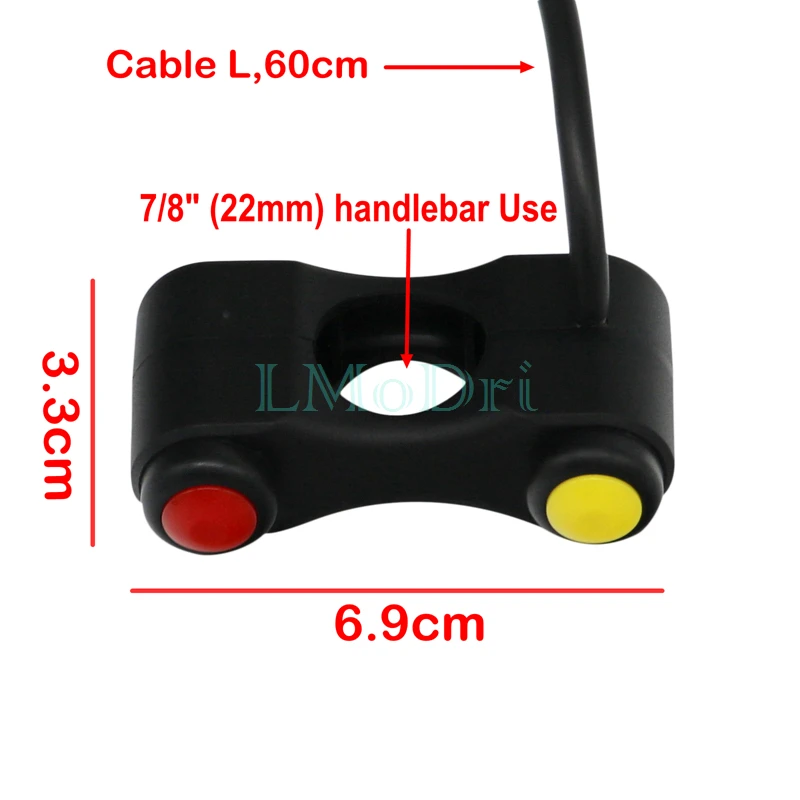 LMoDri Motorcycle Switch Electric Bicycle Scooter 7/8" 22mm Handlebar Switches Headlight Fog Lamp Horn ON OFF Start 2 Button