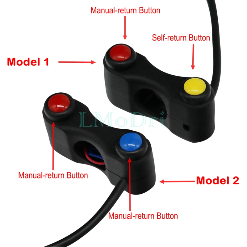 LMoDri Motorcycle Switch Electric Bicycle Scooter 7/8" 22mm Handlebar Switches Headlight Fog Lamp Horn ON OFF Start 2 Button