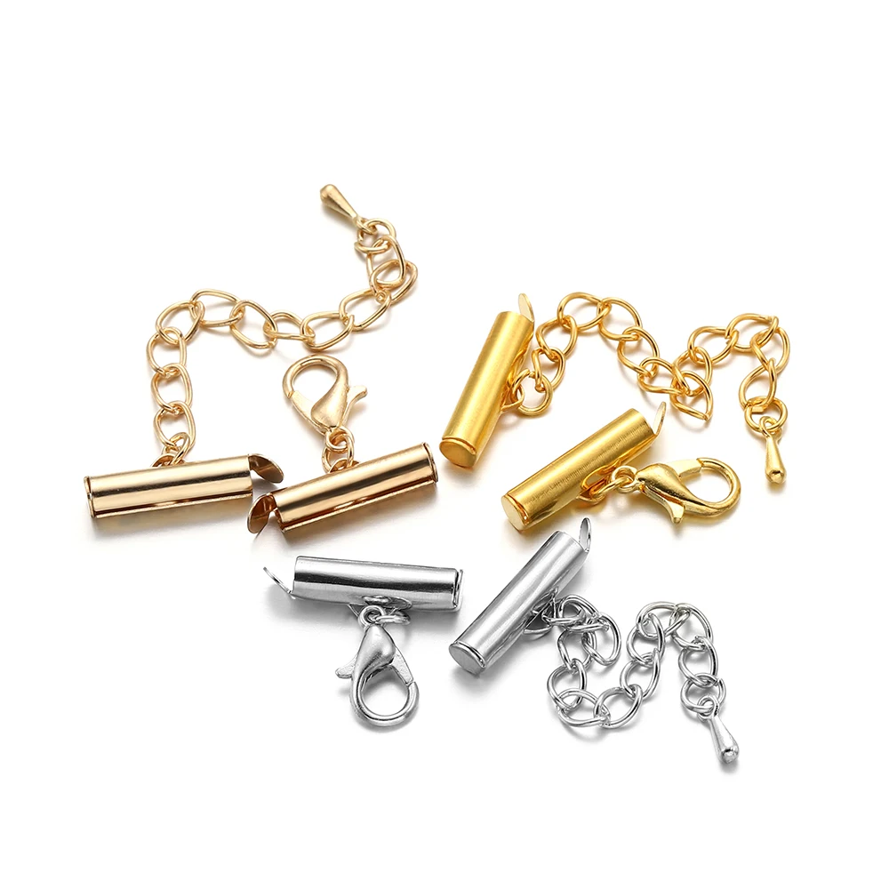 10Sets/Lot 10-40mm Lobster Clasps Hooks Extending Chain Bracelet End Connectors Slider Clasp For DIY Jewelry Making Finding