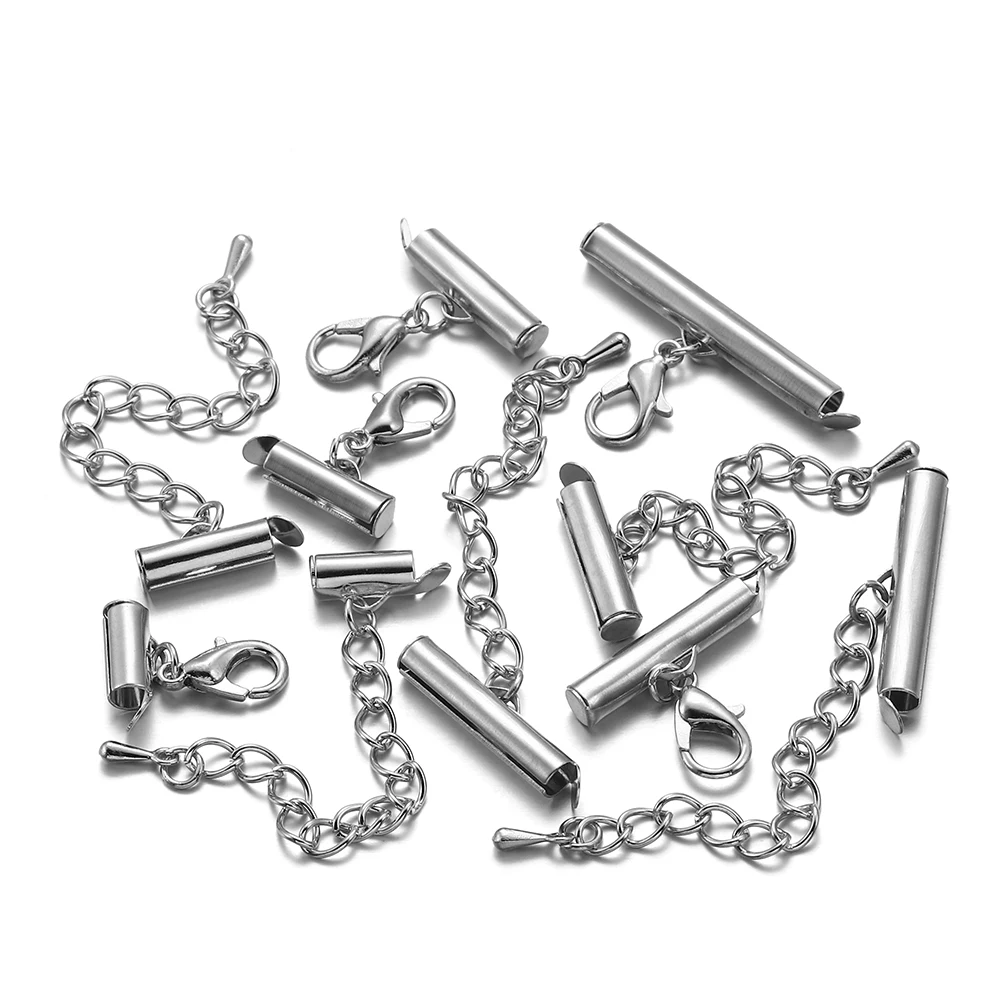 10Sets/Lot 10-40mm Lobster Clasps Hooks Extending Chain Bracelet End Connectors Slider Clasp For DIY Jewelry Making Finding