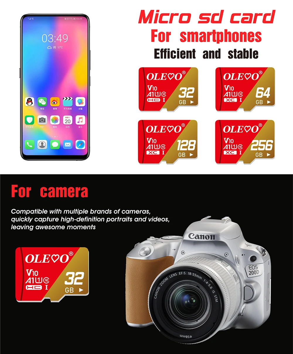 Memory Cards 4GB 8GB 16GB High Speed MiniSD 32GB 64GB Class 10 Mini SD Card Cartao De Memoria TF Card for Smartphone