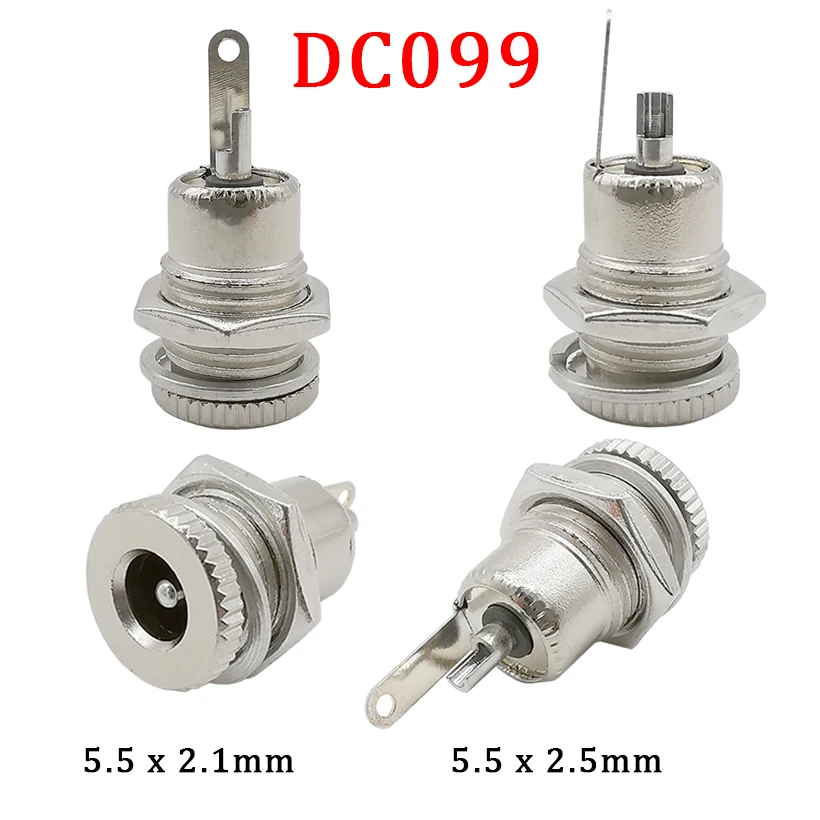 2/5/10Pcs Silver Metal 5.5x2.1mm/5.5mm X 2.5mm DC Power Male Plug Jack Connector with Spring Yellow Head 5.5*2.1/5.5*2.5mm DC099
