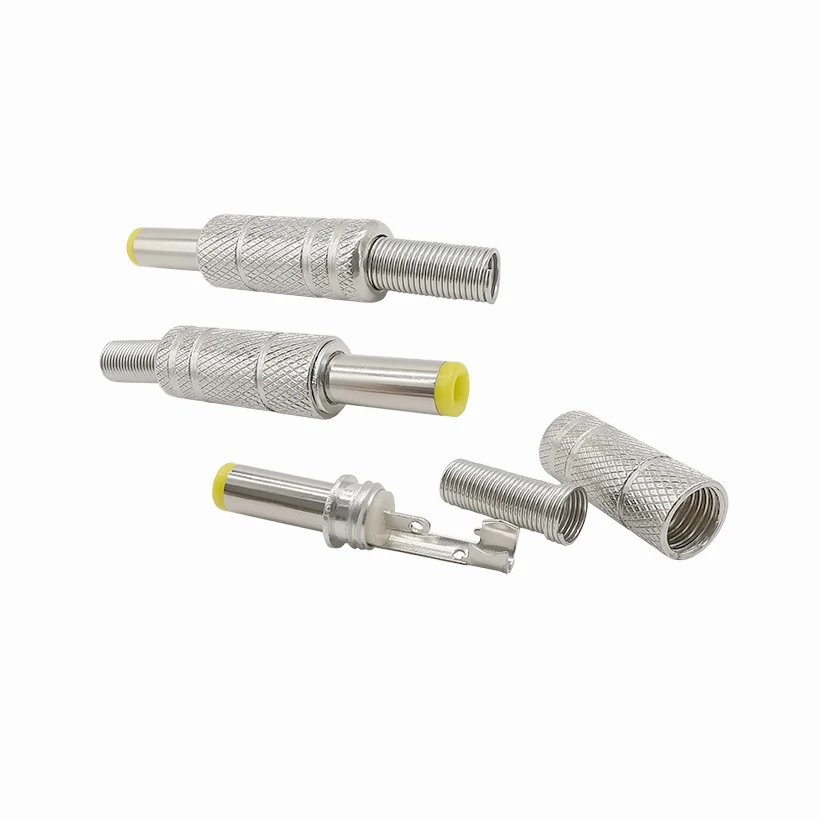 2/5/10Pcs Silver Metal 5.5x2.1mm/5.5mm X 2.5mm DC Power Male Plug Jack Connector with Spring Yellow Head 5.5*2.1/5.5*2.5mm DC099