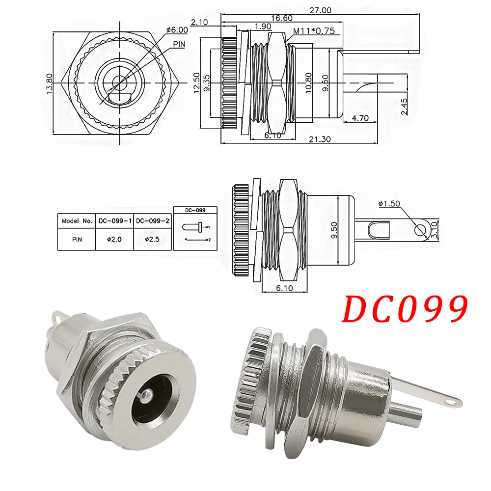 2/5/10Pcs Silver Metal 5.5x2.1mm/5.5mm X 2.5mm DC Power Male Plug Jack Connector with Spring Yellow Head 5.5*2.1/5.5*2.5mm DC099