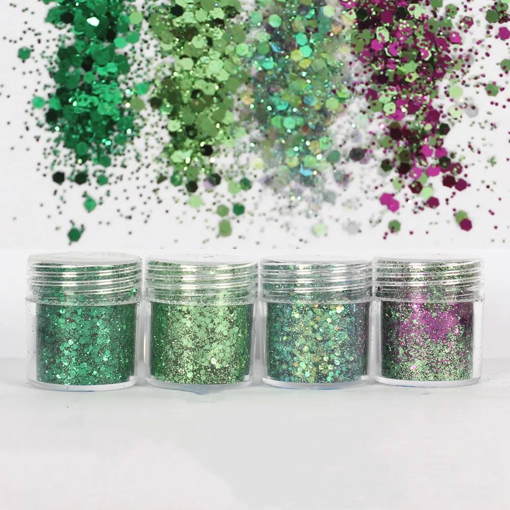 SNASAN 4Pcs Color Superfine Glitters Powder 1mm Sequins Mix For Jewelry Making DIY UV Epoxy Resin Silicone Mold Filling Material