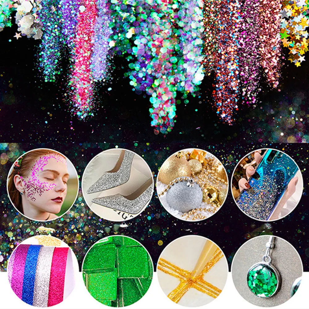 SNASAN 4Pcs Color Superfine Glitters Powder 1mm Sequins Mix For Jewelry Making DIY UV Epoxy Resin Silicone Mold Filling Material