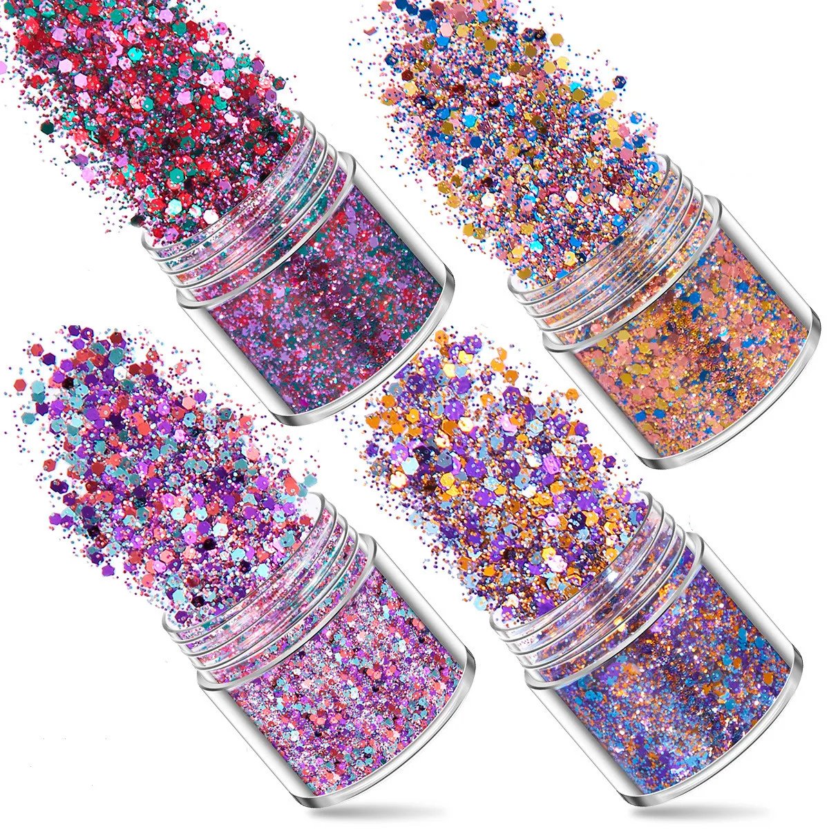 SNASAN 4Pcs Color Superfine Glitters Powder 1mm Sequins Mix For Jewelry Making DIY UV Epoxy Resin Silicone Mold Filling Material