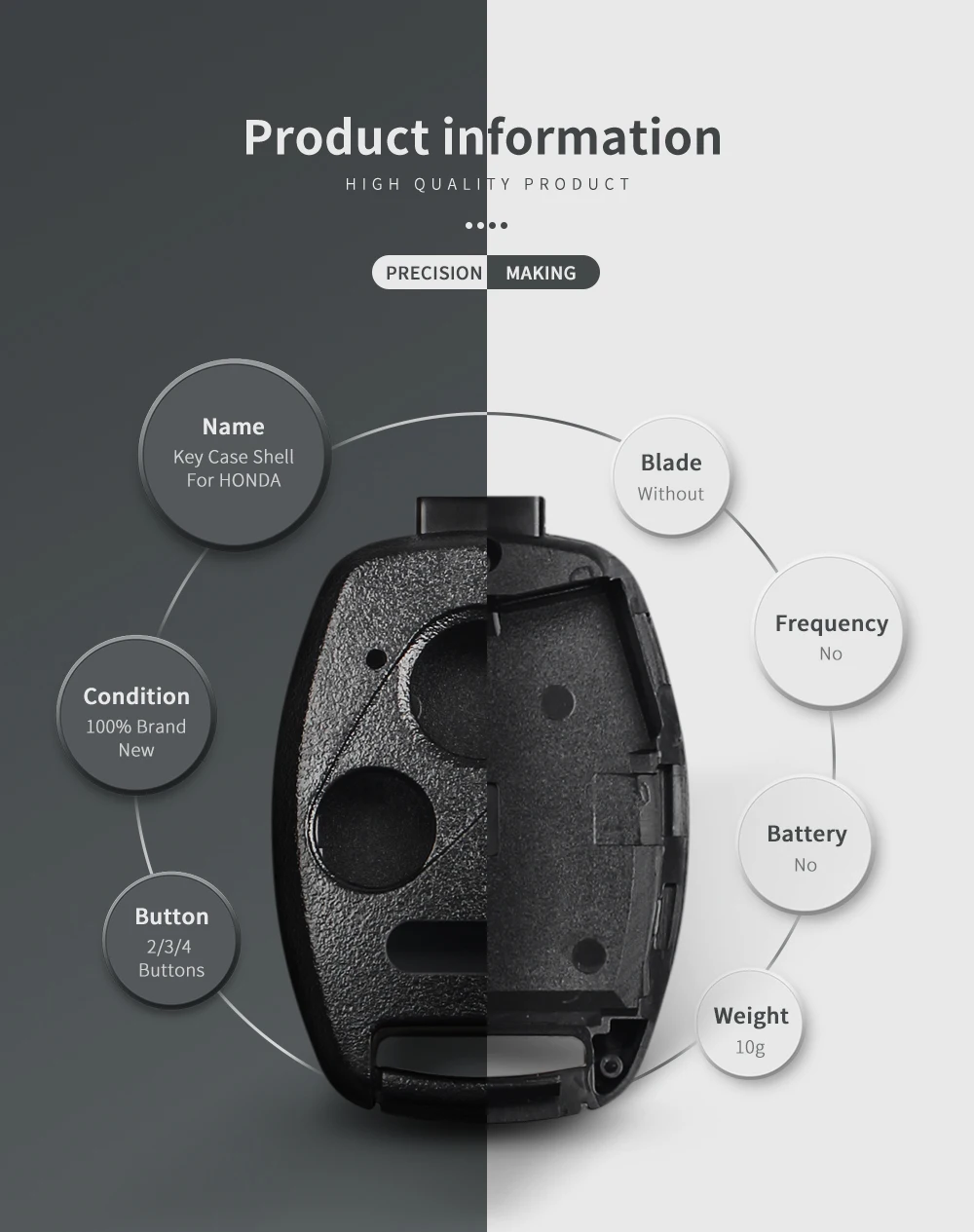 KEYYOU For HONDA Accord CRV Pilot Civic 2003 - 2013 Fit City Jazz Odyssey No Blade Replacement Remote Car Key Case Shell Cover
