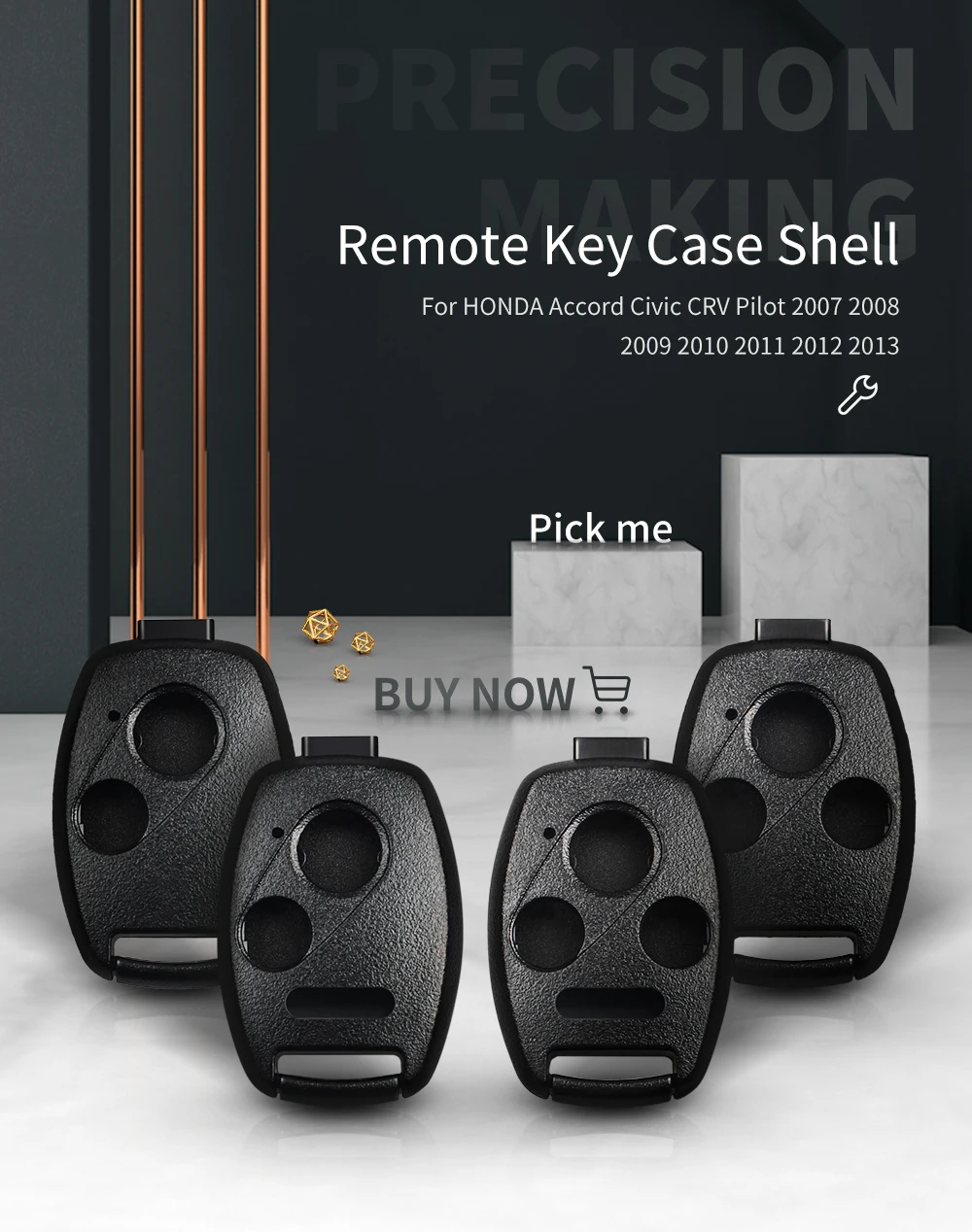 KEYYOU For HONDA Accord CRV Pilot Civic 2003 - 2013 Fit City Jazz Odyssey No Blade Replacement Remote Car Key Case Shell Cover