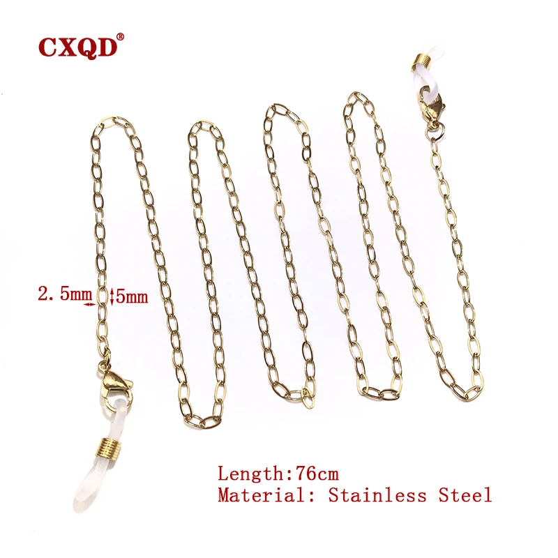 Fashion Reading Glasses Chain For Women Sunglasses Cords Casual 4mm Geometric Triangle Beaded Stainless Steel Eyeglass Masks