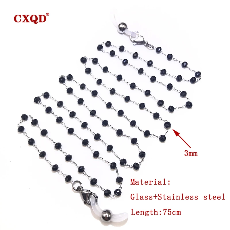 Fashion Reading Glasses Chain For Women Sunglasses Cords Casual 4mm Geometric Triangle Beaded Stainless Steel Eyeglass Masks