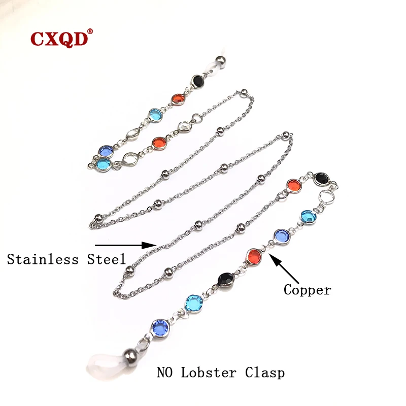 Fashion Reading Glasses Chain For Women Sunglasses Cords Casual 4mm Geometric Triangle Beaded Stainless Steel Eyeglass Masks
