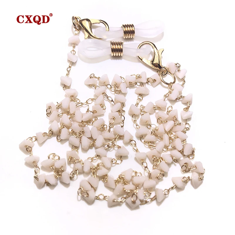Fashion Reading Glasses Chain For Women Sunglasses Cords Casual 4mm Geometric Triangle Beaded Stainless Steel Eyeglass Masks