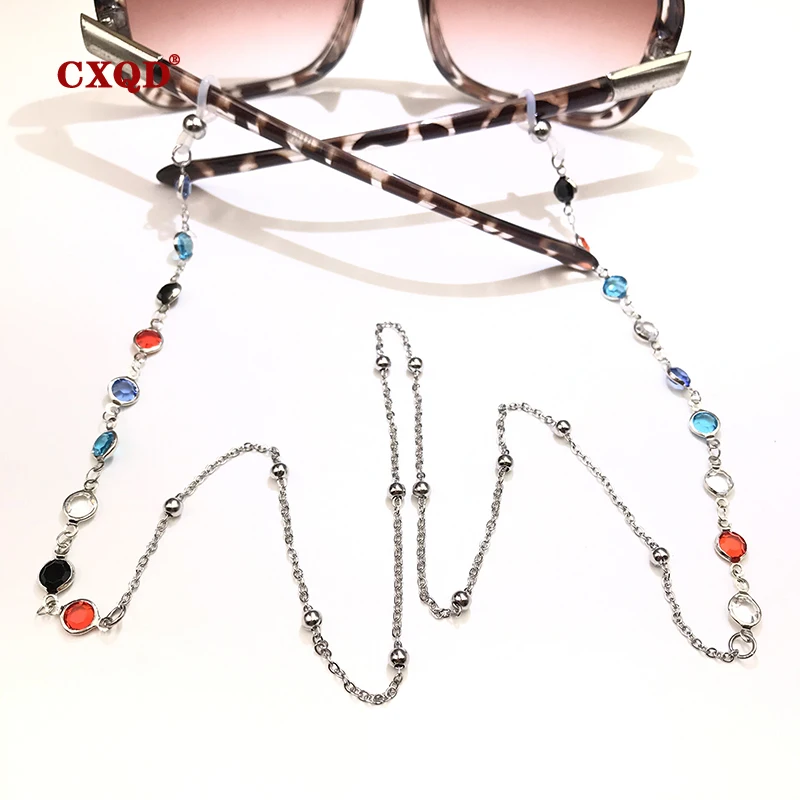 Fashion Reading Glasses Chain For Women Sunglasses Cords Casual 4mm Geometric Triangle Beaded Stainless Steel Eyeglass Masks