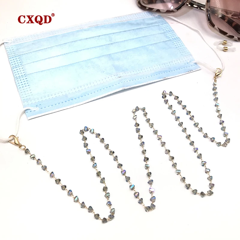 Fashion Reading Glasses Chain For Women Sunglasses Cords Casual 4mm Geometric Triangle Beaded Stainless Steel Eyeglass Masks