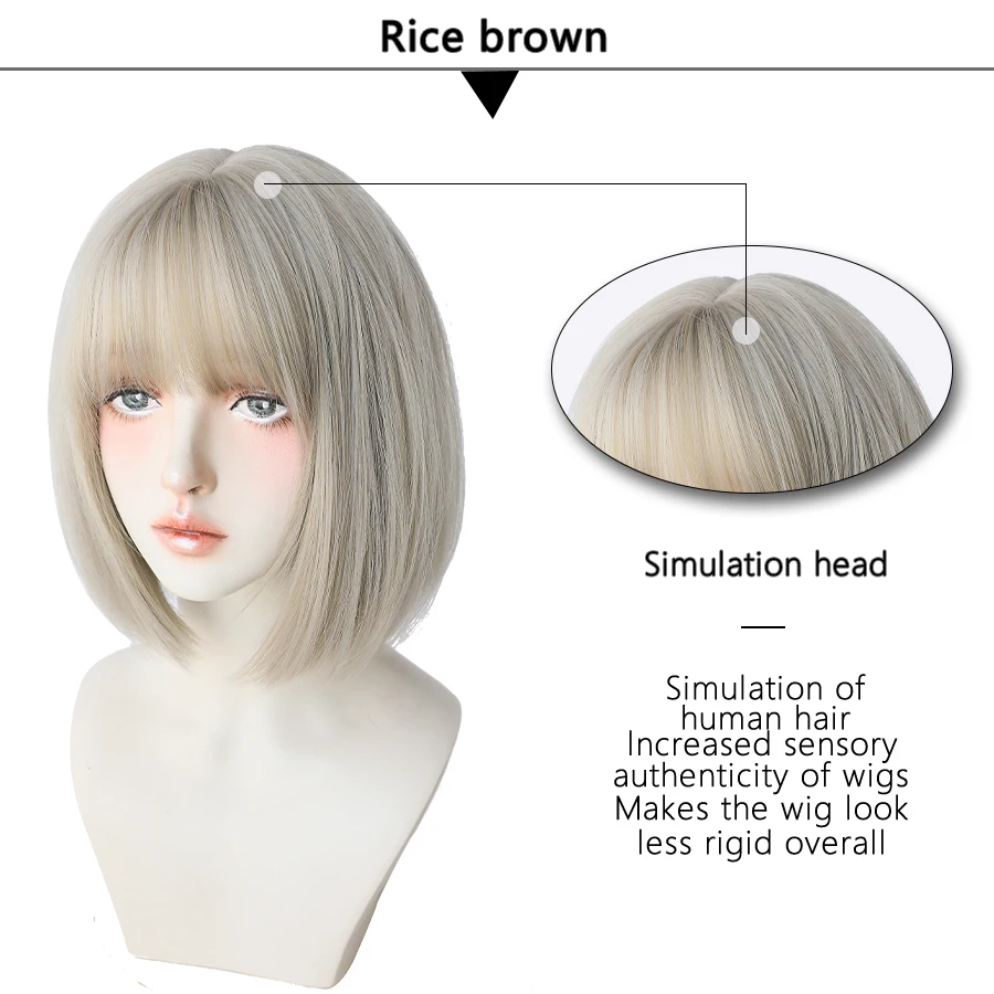 7JHH WIGS Black Short Bob Wig for Girl Daily Wear Synthetic Wig New Style Natural Supple Summer  Heatresistant Wig With Bangs