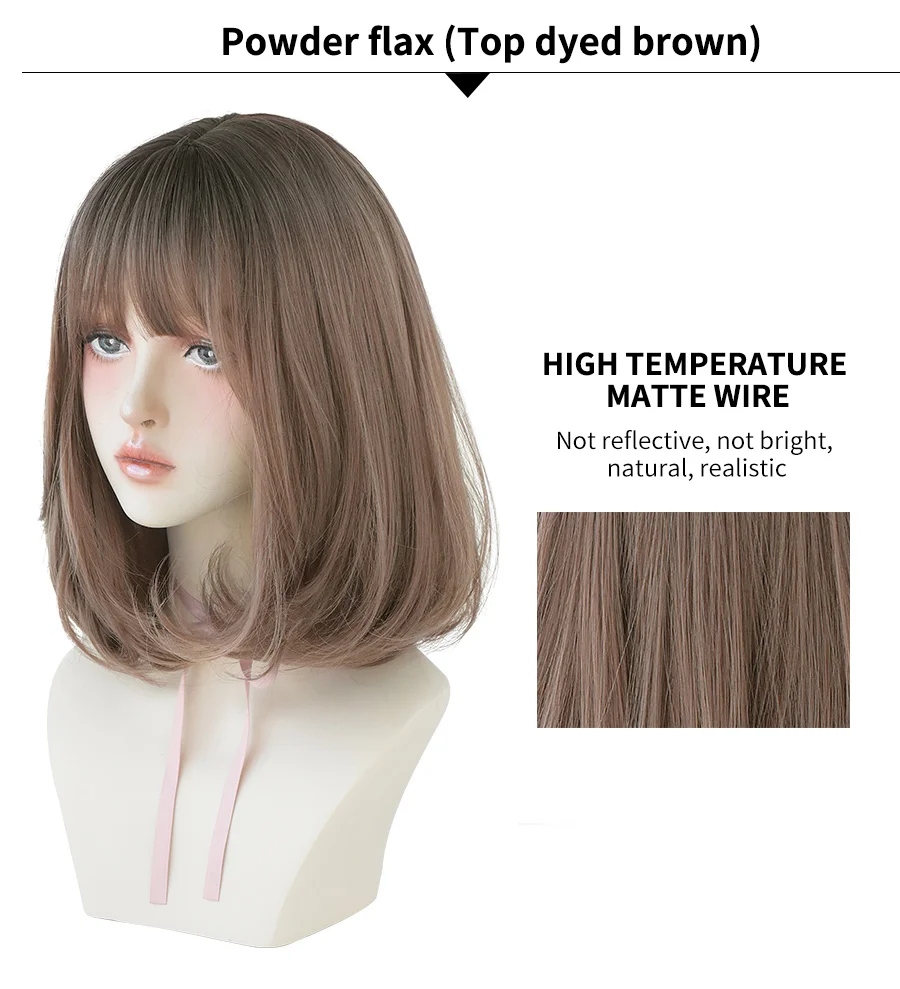 7JHH WIGS Black Short Bob Wig for Girl Daily Wear Synthetic Wig New Style Natural Supple Summer  Heatresistant Wig With Bangs