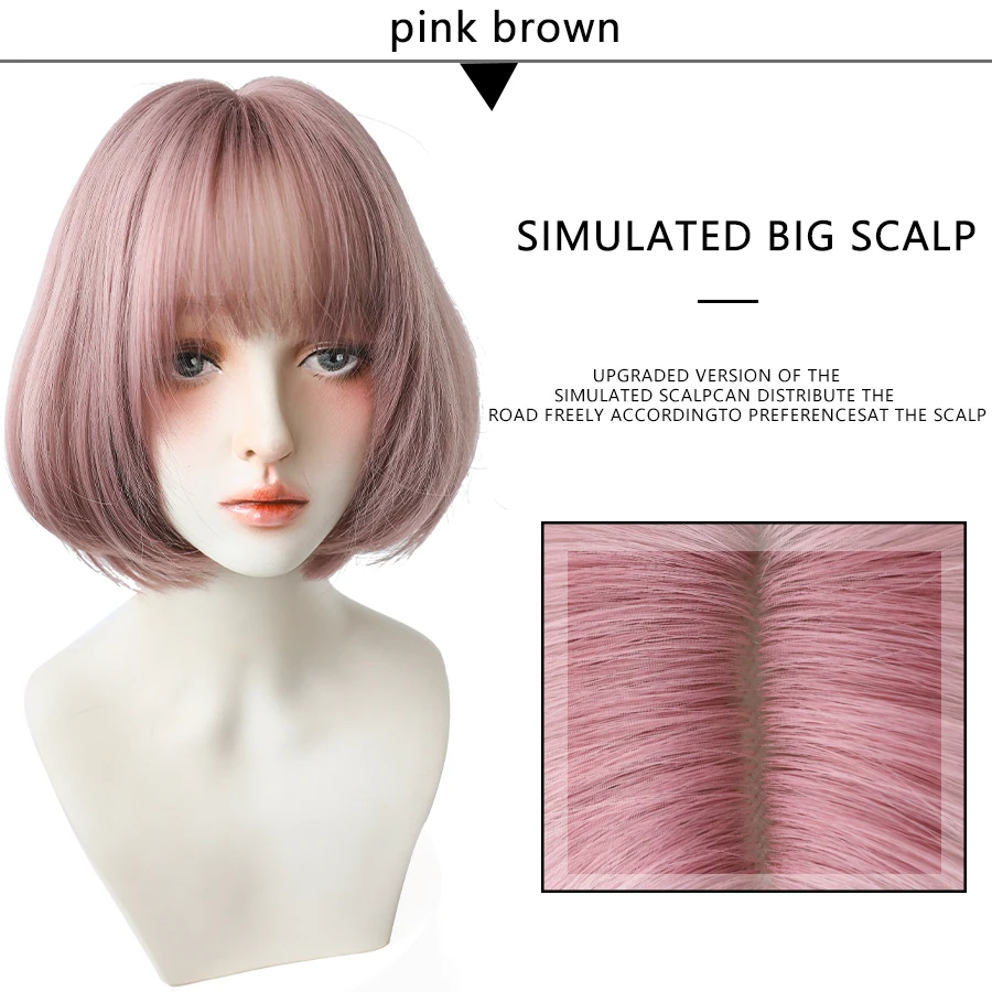 7JHH WIGS Black Short Bob Wig for Girl Daily Wear Synthetic Wig New Style Natural Supple Summer  Heatresistant Wig With Bangs