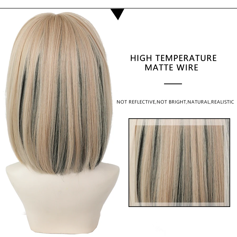 7JHH WIGS Black Short Bob Wig for Girl Daily Wear Synthetic Wig New Style Natural Supple Summer  Heatresistant Wig With Bangs