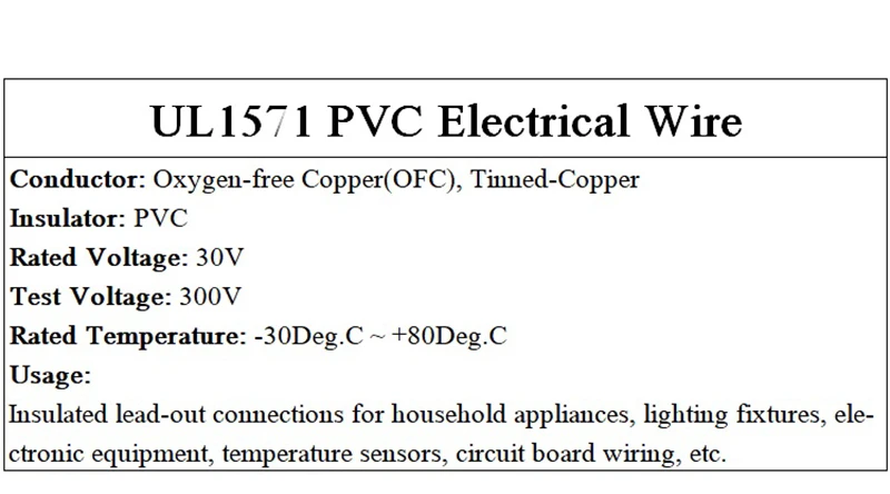 5/10M UL1571 Wire 32 30 28 26 24 22 20 18 16AWG Electronic Cable PVC Insulated Tinned Copper Environmental LED Line
