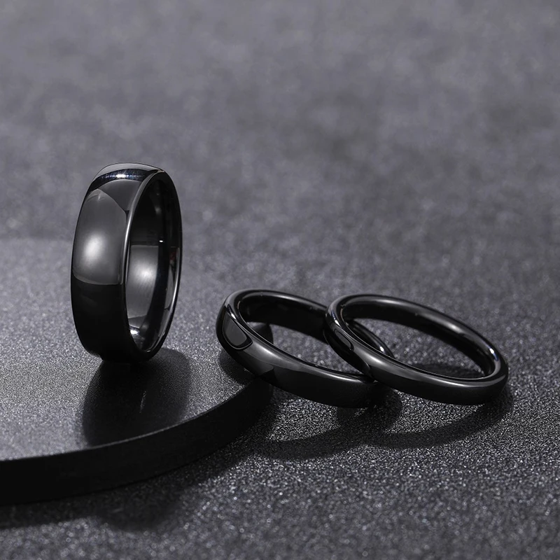 Kolmnsta 2/4/6mm Black Brushed Fashion Ceramic Ring Women Men Wedding Rings Engagement Band Female Jewelry bague Plus Size 4-14