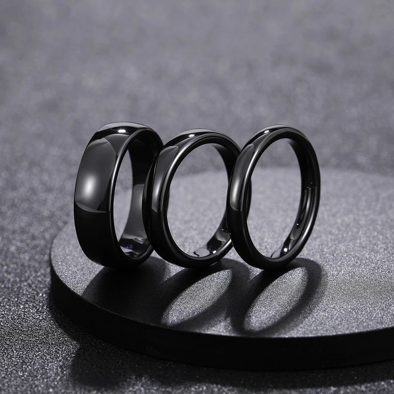 Kolmnsta 2/4/6mm Black Brushed Fashion Ceramic Ring Women Men Wedding Rings Engagement Band Female Jewelry bague Plus Size 4-14