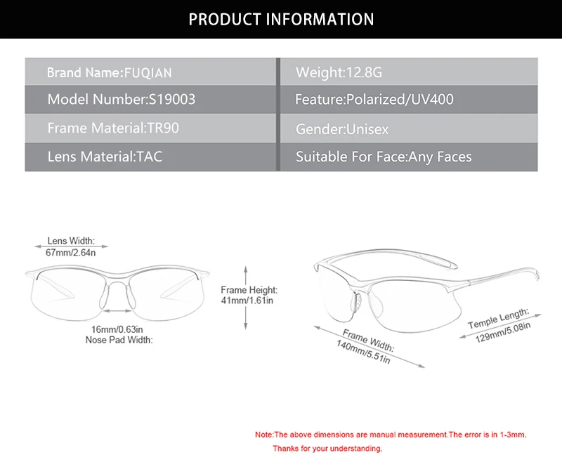 Ultralight Weight Sports Polarized Sunglasses Men Women TR90 Half Frame Fishing Sun Glasses Outdoor Driving Shades
