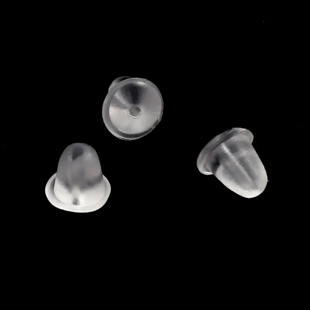 Wholesale 200Pcs/lot Stud Earring Backs Simple Clear Rubber Stoppers Silicone Round Ear Plugging Blocked For DIY Jewelry Making