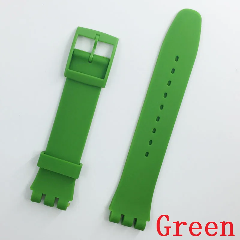 MR NENG Black Watchband for Swatch Strap Buckle For SWATCH Silicone Watch band 17mm 19mm 20mm Rubber Strap16MM Watch accessories