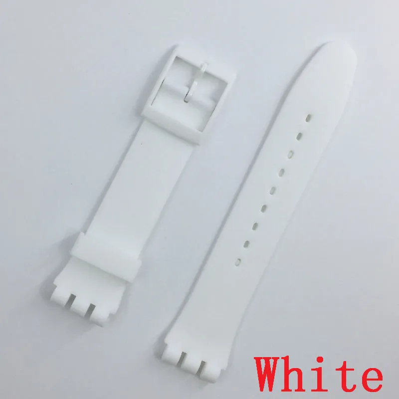 MR NENG Black Watchband for Swatch Strap Buckle For SWATCH Silicone Watch band 17mm 19mm 20mm Rubber Strap16MM Watch accessories