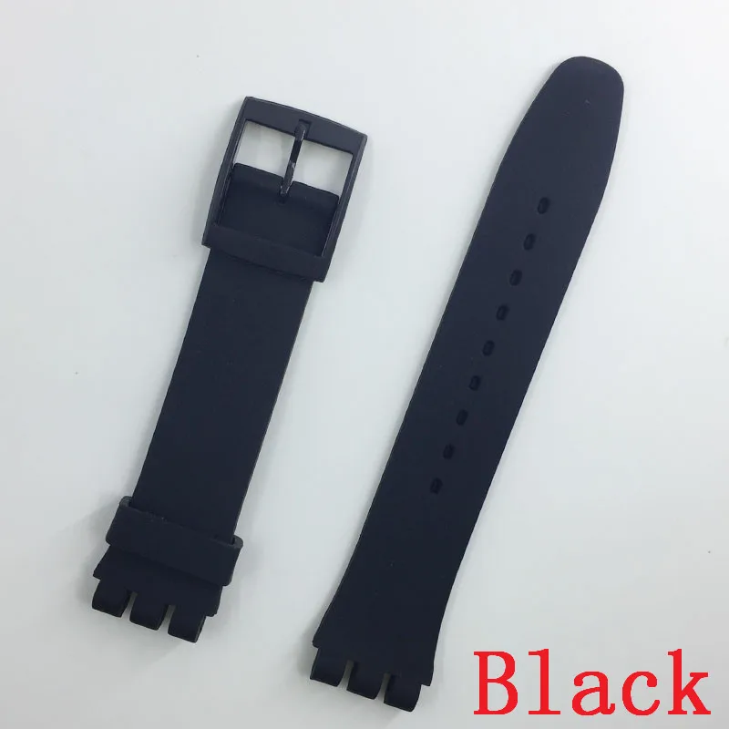 MR NENG Black Watchband for Swatch Strap Buckle For SWATCH Silicone Watch band 17mm 19mm 20mm Rubber Strap16MM Watch accessories