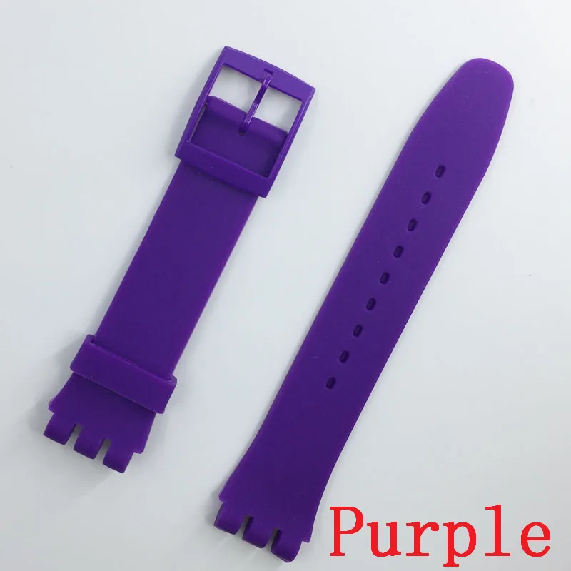 MR NENG Black Watchband for Swatch Strap Buckle For SWATCH Silicone Watch band 17mm 19mm 20mm Rubber Strap16MM Watch accessories