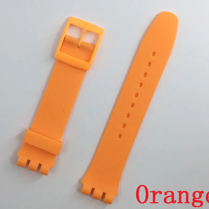 MR NENG Black Watchband for Swatch Strap Buckle For SWATCH Silicone Watch band 17mm 19mm 20mm Rubber Strap16MM Watch accessories