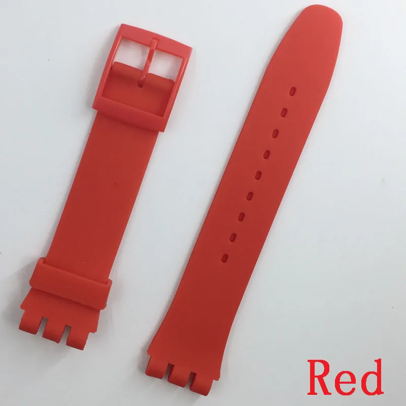 MR NENG Black Watchband for Swatch Strap Buckle For SWATCH Silicone Watch band 17mm 19mm 20mm Rubber Strap16MM Watch accessories