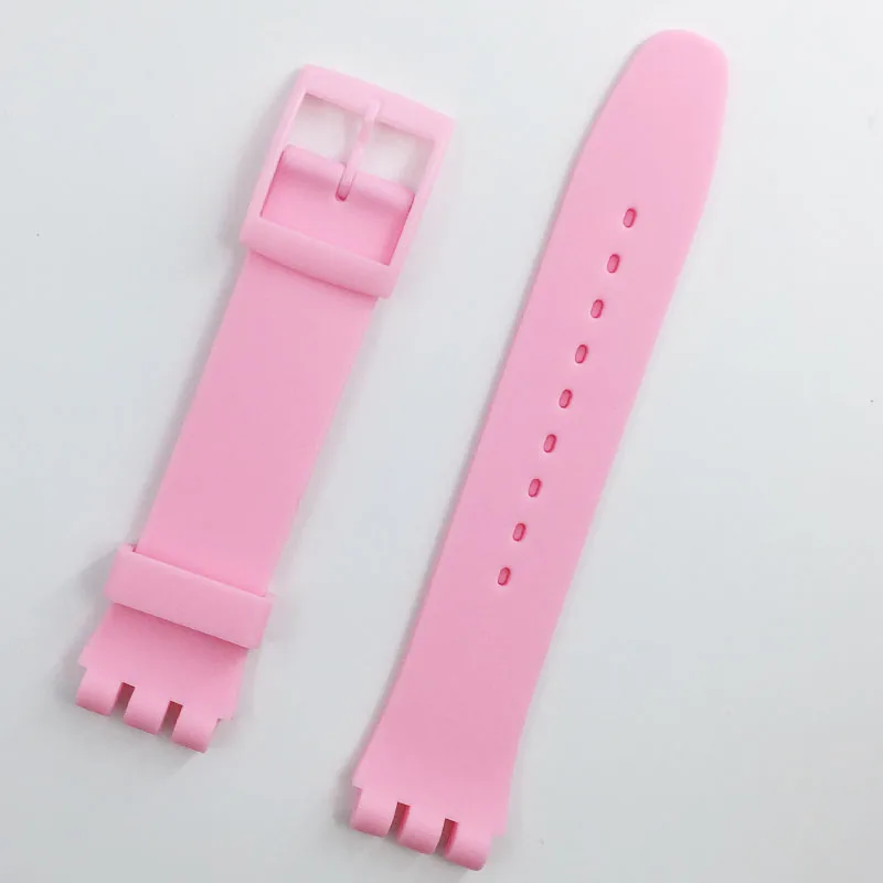 MR NENG Black Watchband for Swatch Strap Buckle For SWATCH Silicone Watch band 17mm 19mm 20mm Rubber Strap16MM Watch accessories