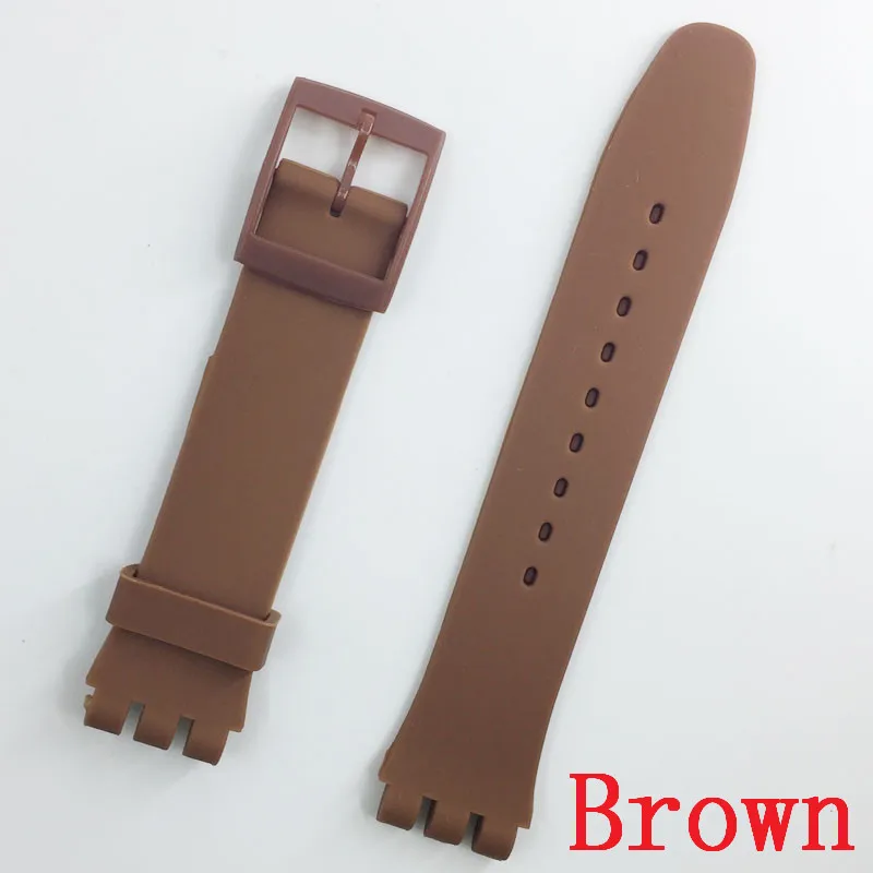 MR NENG Black Watchband for Swatch Strap Buckle For SWATCH Silicone Watch band 17mm 19mm 20mm Rubber Strap16MM Watch accessories