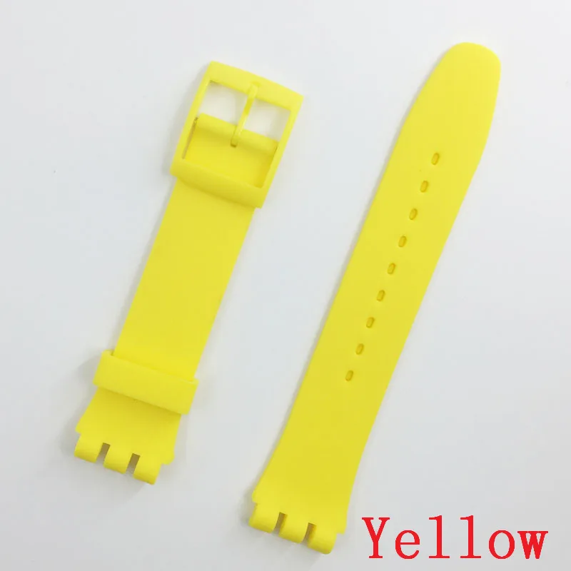 MR NENG Black Watchband for Swatch Strap Buckle For SWATCH Silicone Watch band 17mm 19mm 20mm Rubber Strap16MM Watch accessories