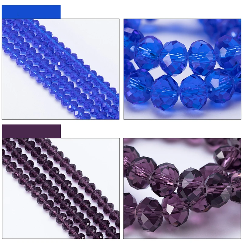 4 6 8 MM Austrian Round Rondelle Crystal Beads For DIY Bracelet Jewelry Making Supples Accessories Wheel Faceted Glass Beads